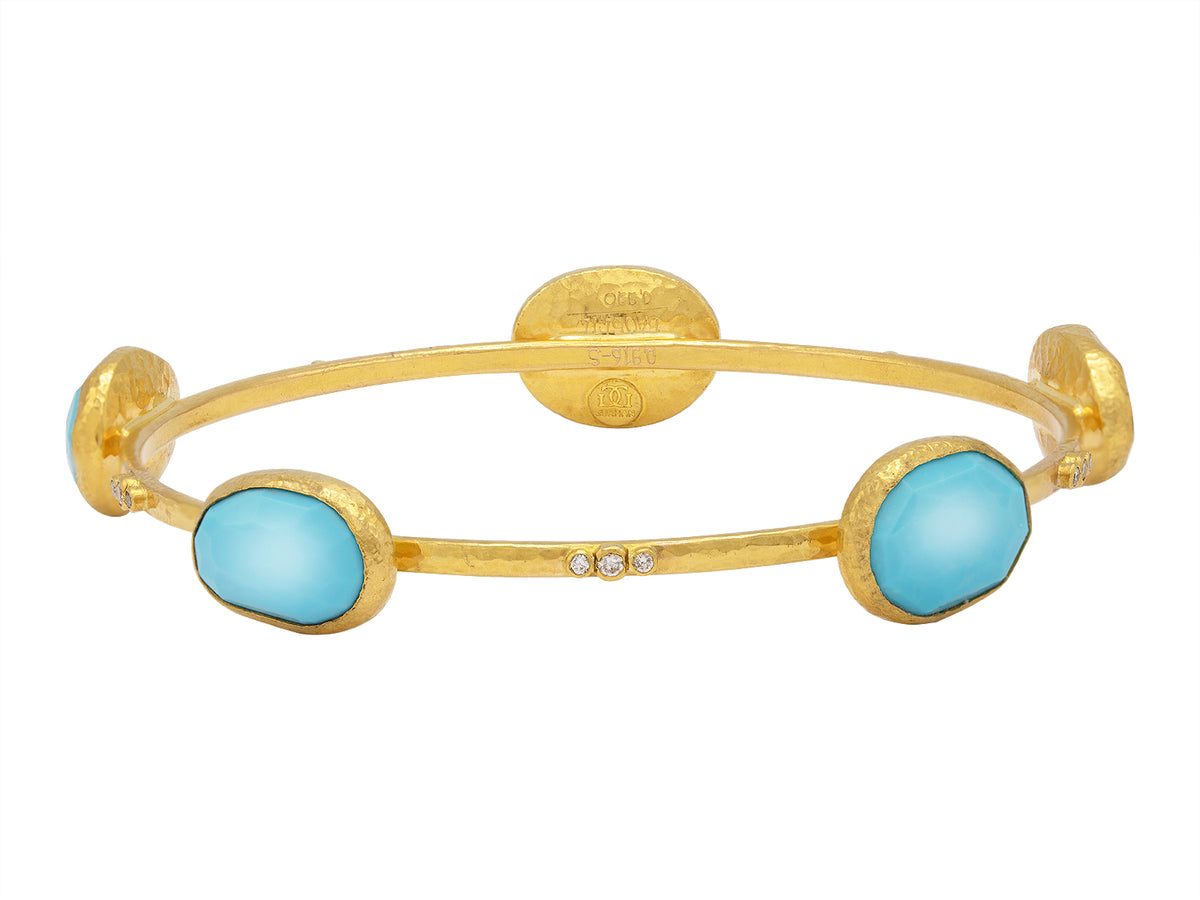 GURHAN, GURHAN Elements Gold Stacking Bangle Bracelet, Amorphous Stations, with Turquoise and Diamond