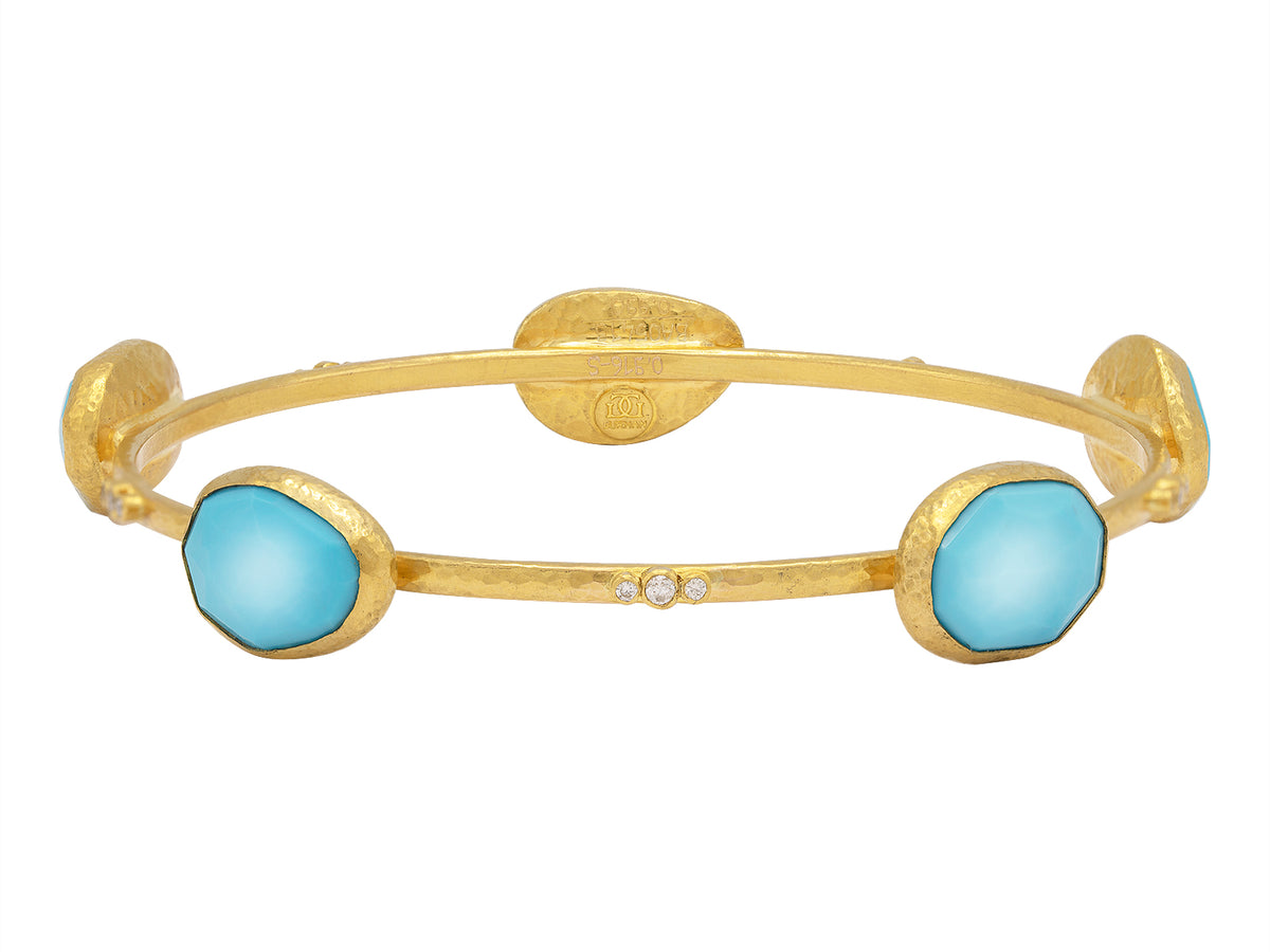 GURHAN, GURHAN Elements Gold Stacking Bangle Bracelet, Amorphous Stations, with Turquoise and Diamond