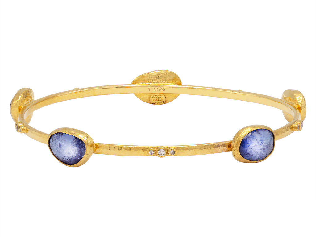 GURHAN, GURHAN Elements Gold Stacking Bangle Bracelet, Amorphous Stations, with Tanzanite and Diamond