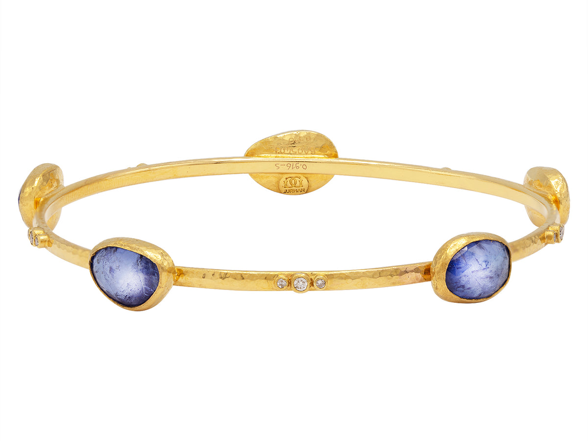 GURHAN, GURHAN Elements Gold Stacking Bangle Bracelet, Amorphous Stations, with Tanzanite and Diamond