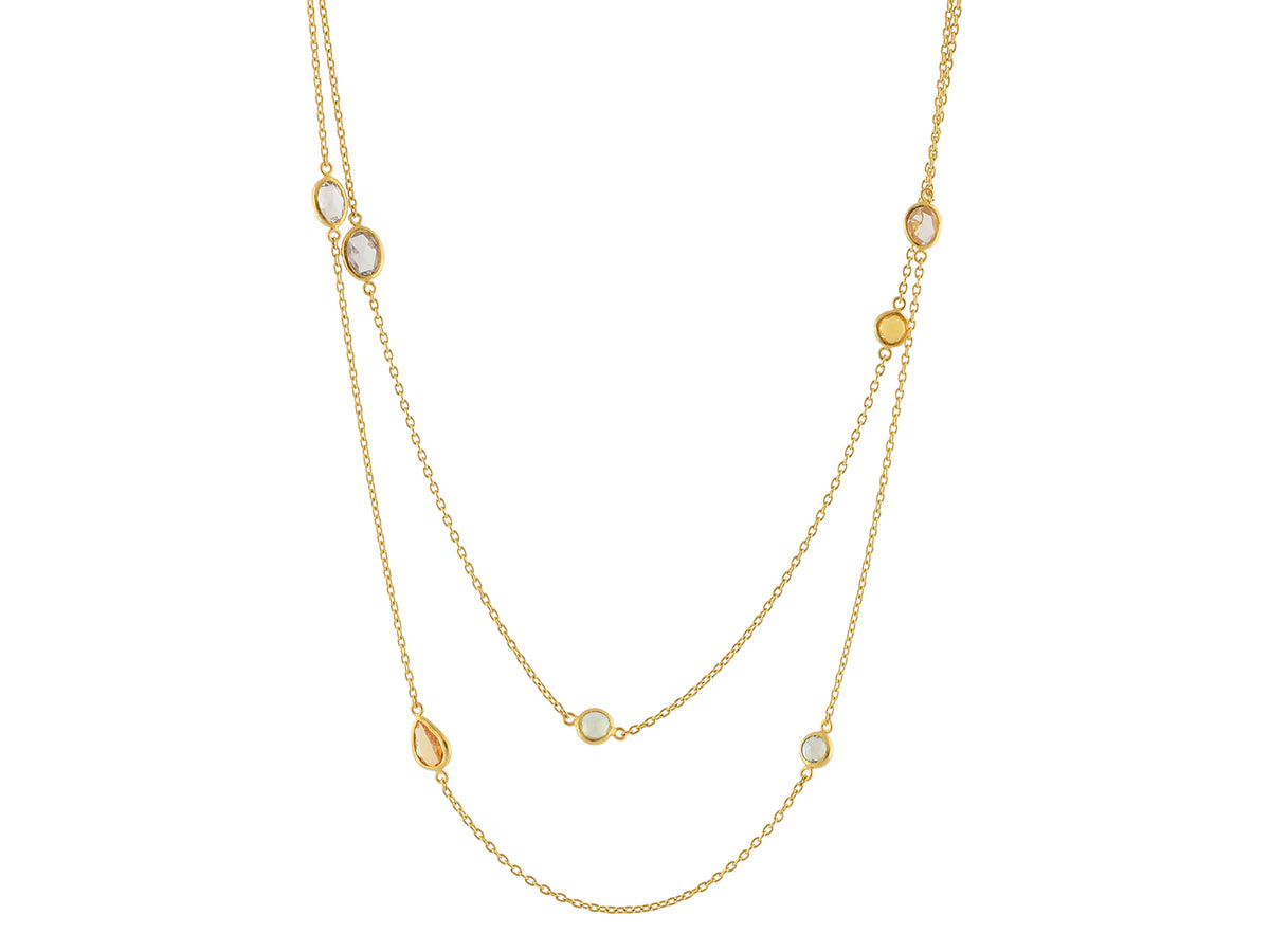 GURHAN, GURHAN Elements Gold Station  Necklace, Thin Chain, with Sapphire