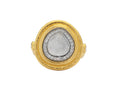 GURHAN, GURHAN Elements Gold Stone Cocktail Ring, Wide Frame, with Diamond Slice and Pave