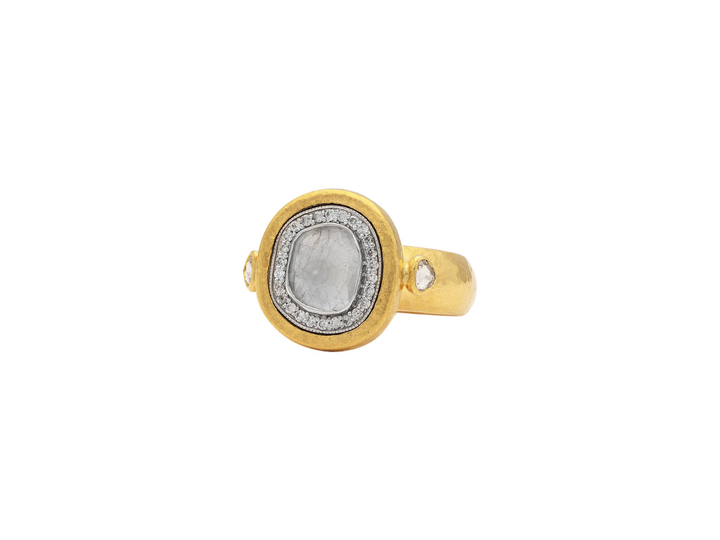 GURHAN, GURHAN Elements Gold Stone Cocktail Ring, 16x14mm Slice, with Diamond