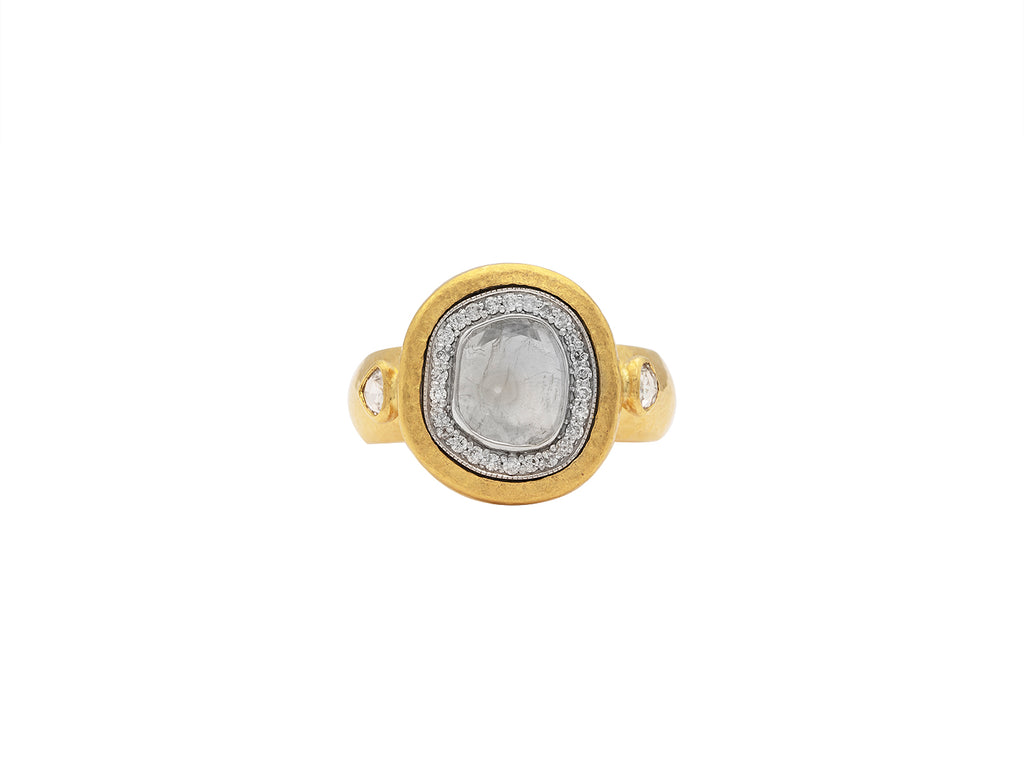 GURHAN, GURHAN Elements Gold Stone Cocktail Ring, 16x14mm Slice, with Diamond