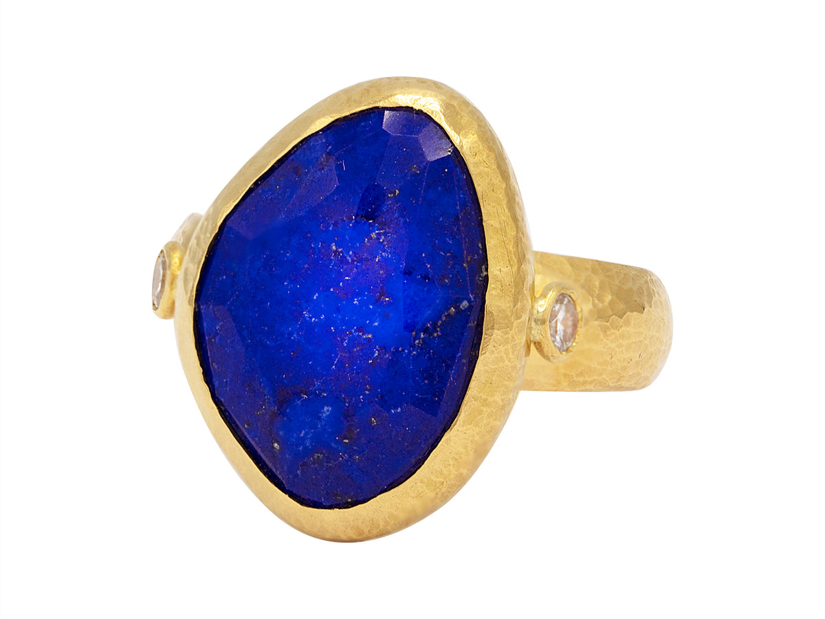 GURHAN, GURHAN Elements Gold Stone Cocktail Ring, 19x14mm Amorphous, with Lapis and Diamond