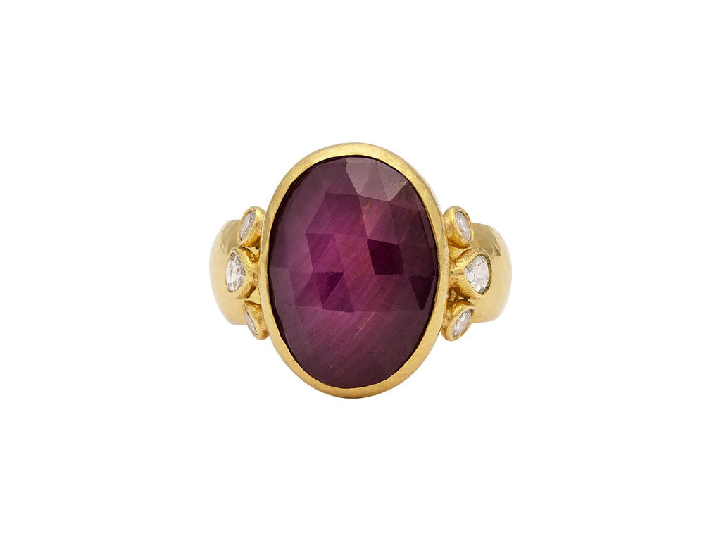 GURHAN, GURHAN Elements Gold Stone Cocktail Ring, 18x13mm Oval, with Ruby and Diamond