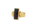 GURHAN, GURHAN Elements Gold Stone Cocktail Ring, 18x9mm Rectangle, with Sapphire and Diamond