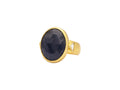 GURHAN, GURHAN Elements Gold Stone Cocktail Ring, 19x15mm Oval, with Sapphire and Diamond