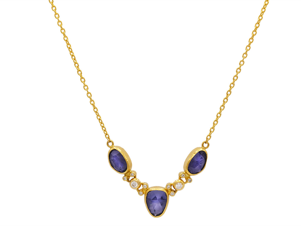 GURHAN, GURHAN Elements Gold Y Pendant Necklace, Butterfly Links, with Iolite and Diamond