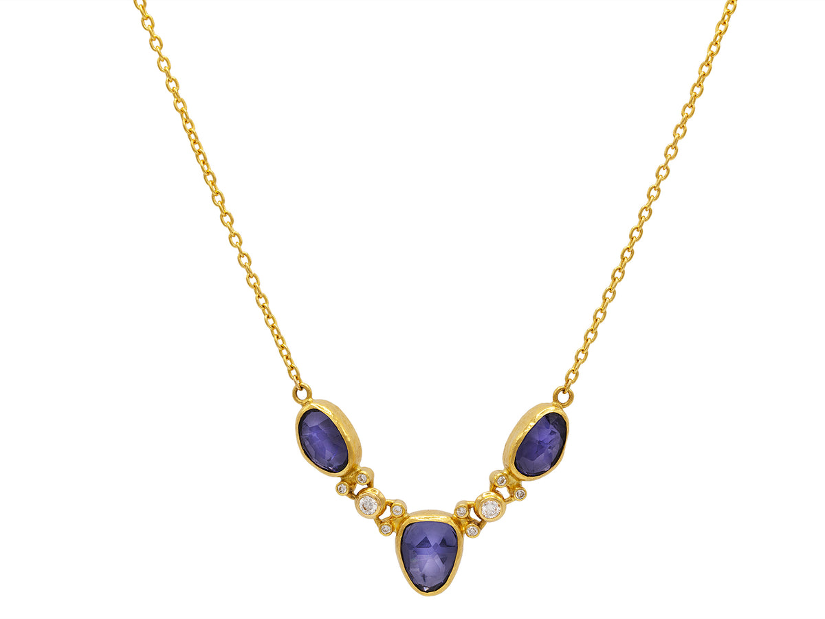 GURHAN, GURHAN Elements Gold Y Pendant Necklace, Butterfly Links, with Iolite and Diamond