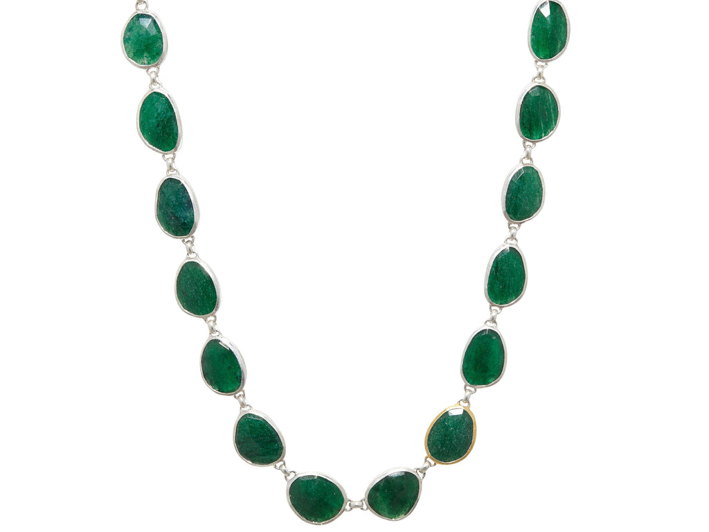 GURHAN, GURHAN Elements Sterling Silver Aventurine All Around Short Necklace, Mixed Amorphous Elements, Gold Accents