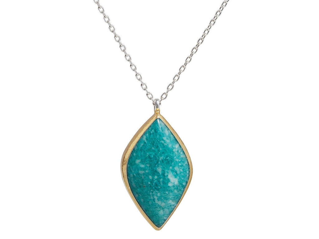 GURHAN, GURHAN Elements Sterling Silver Amazonite Pendant Necklace, 44x27mm Marquise Stone, Gold Accents
