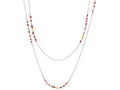 GURHAN, GURHAN Flurries Sterling Silver Station Long Necklace, Thin Chain, with Mixed Stones & Gold Accents