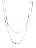 GURHAN, GURHAN Flurries Sterling Silver Station Long Necklace, Thin Chain, with Mixed Stones & Gold Accents