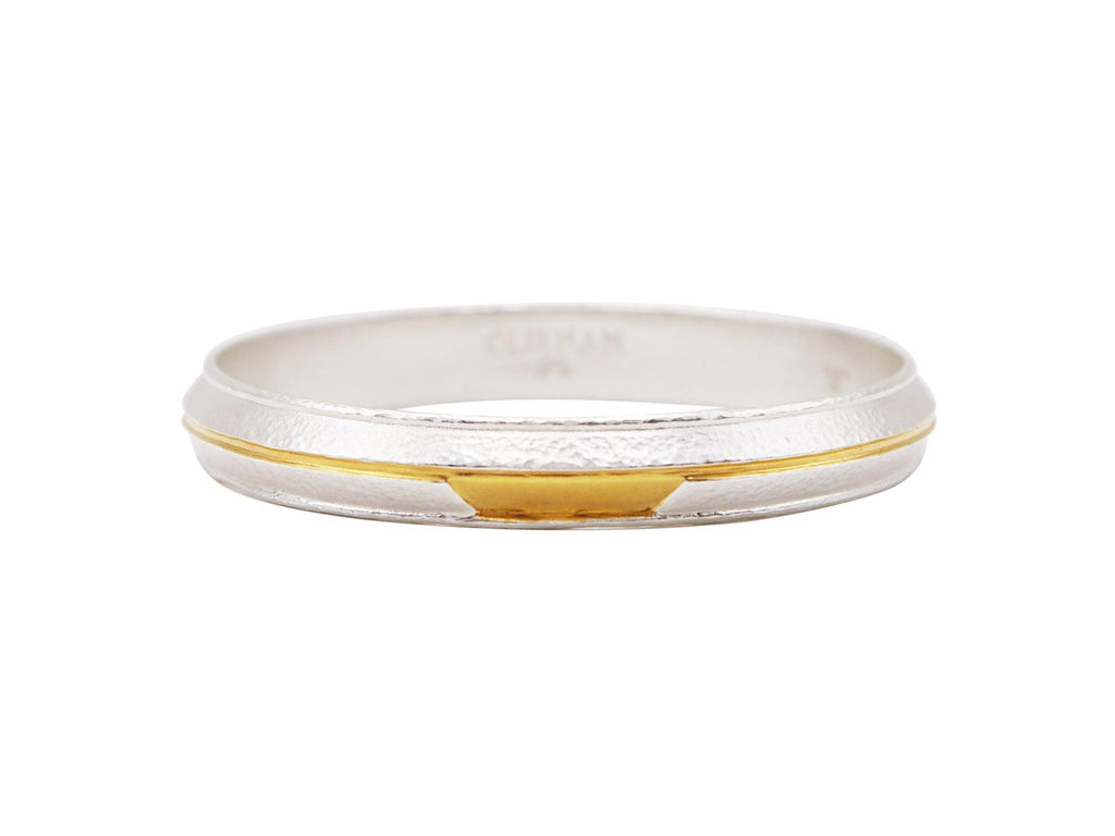 GURHAN, GURHAN Deco Sterling Silver Bangle Bracelet, 10mm Wide, Gold Accents