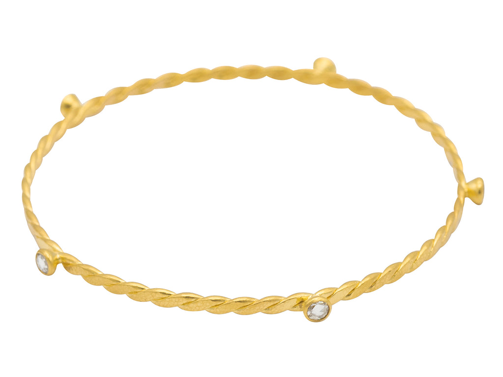 GURHAN, GURHAN Twist Gold Bangle Bracelet, Thin, Diamond