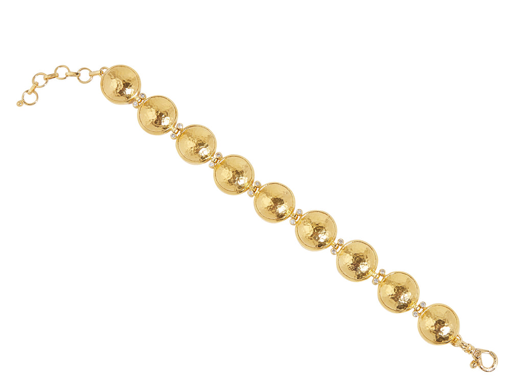 GURHAN, GURHAN Amulet Gold Diamond All Around Single-Strand Bracelet, 15.5mm Round Dome Elements