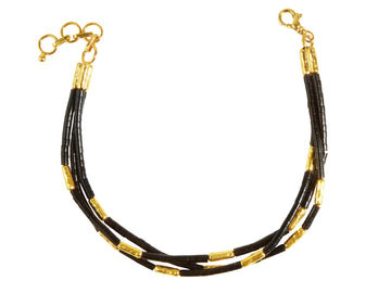 GURHAN, GURHAN Jet Set Gold Multi-Strand Bracelet, Gold Tube Beads, with Jet