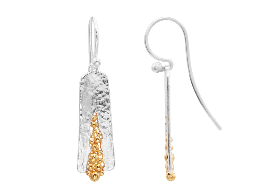 GURHAN, GURHAN Hourglass Sterling Silver Single Drop Earrings, Wire Hook, Gold Accents