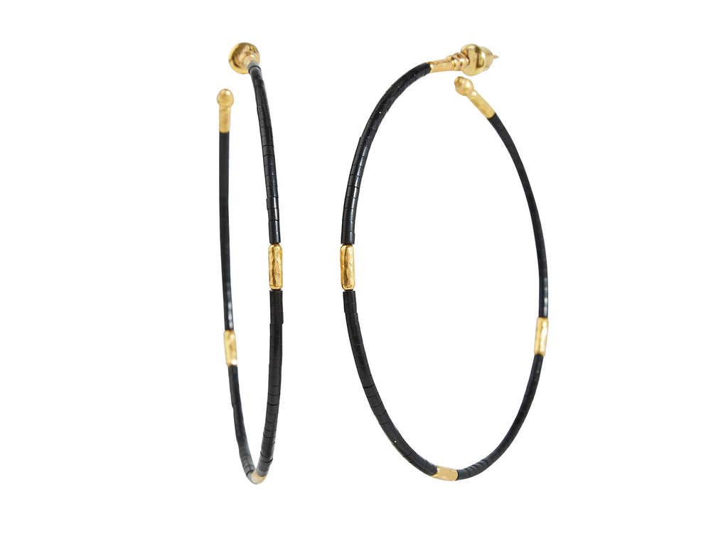 GURHAN, GURHAN Jet Set Gold Beaded Hoop Earrings, 65mm Round