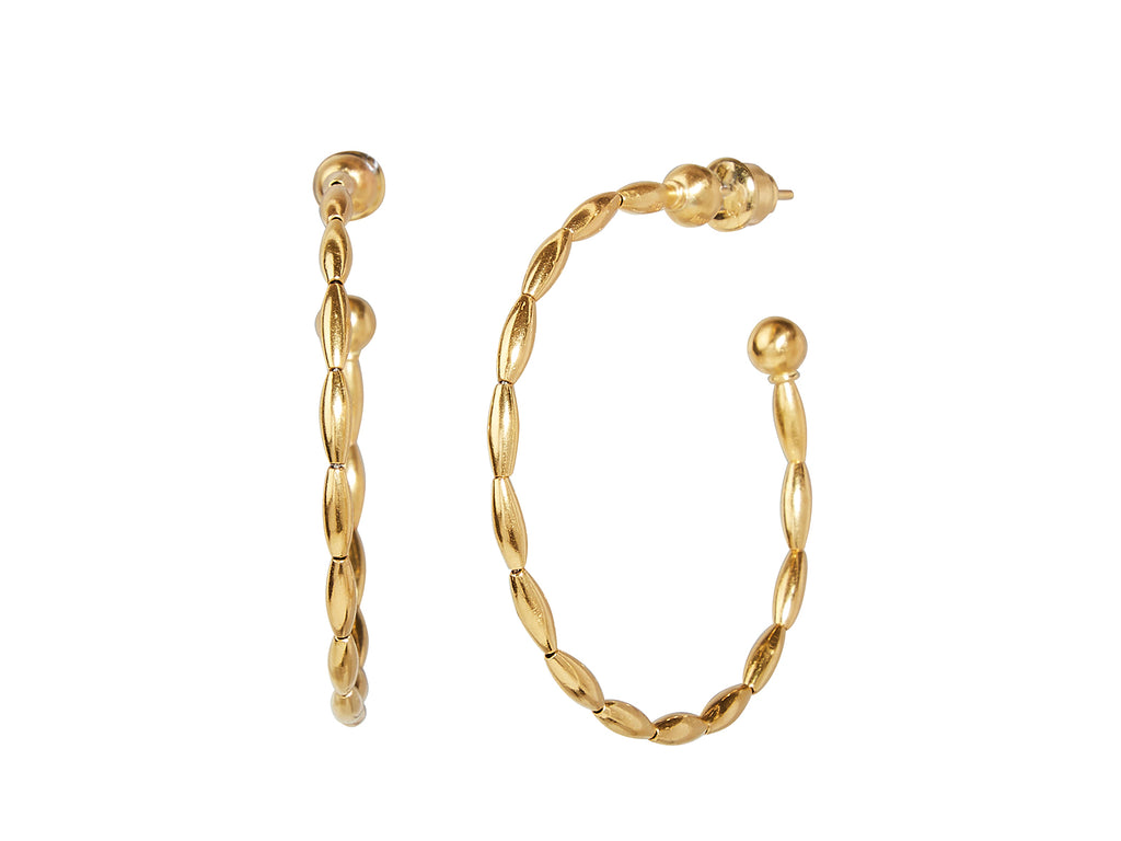 GURHAN, GURHAN Wheat Gold Hoop Earrings, Beaded, with No Stone