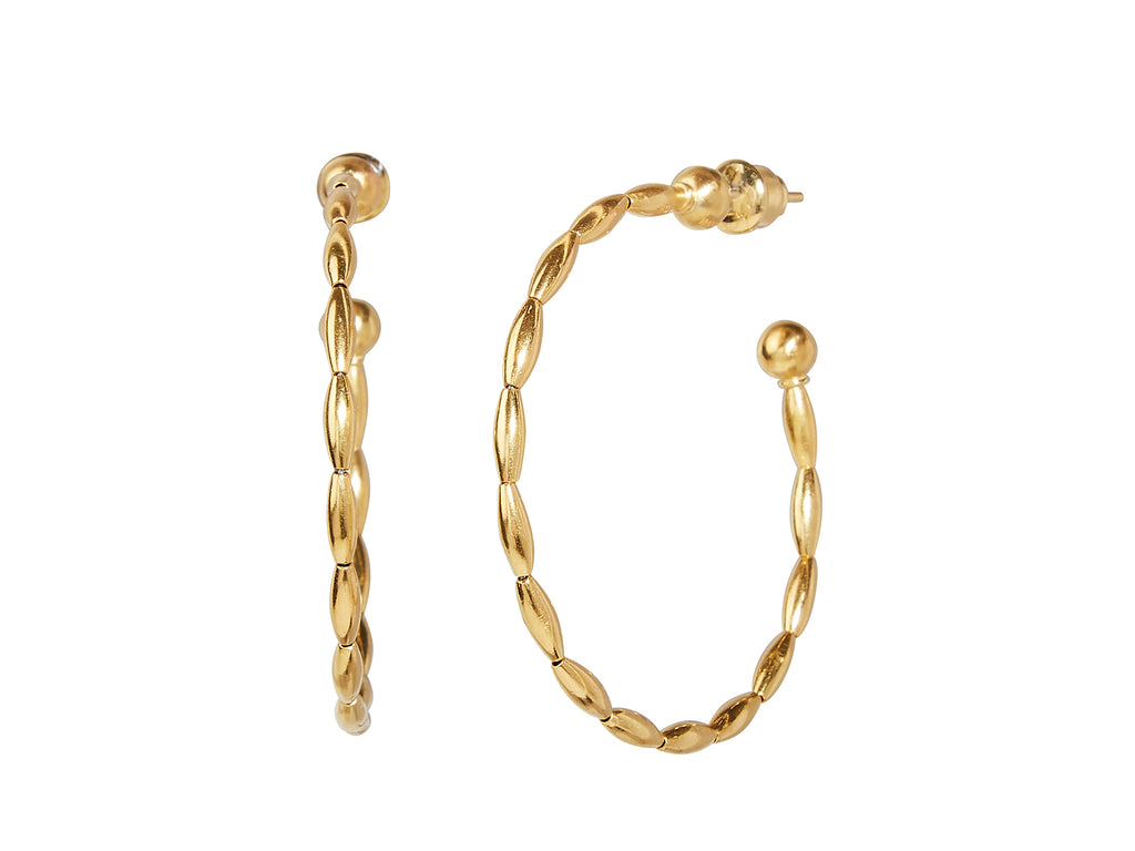 GURHAN, GURHAN Wheat Gold Beaded Hoop Earrings, Mini Olive Beads