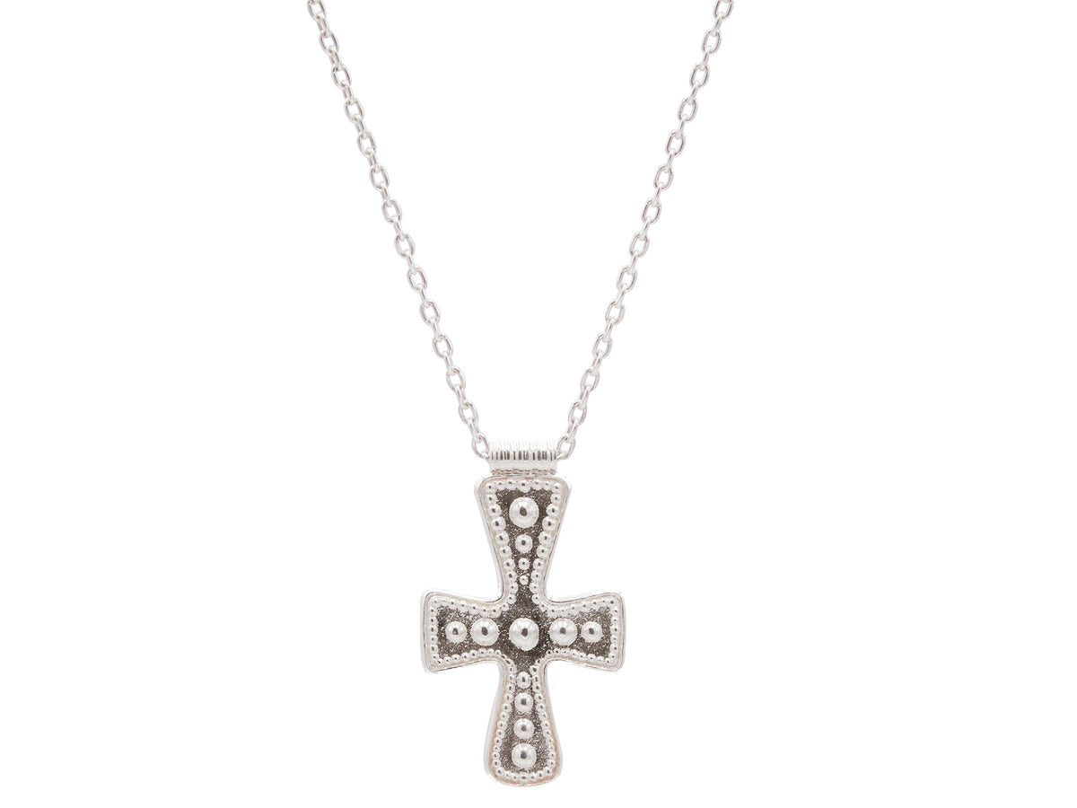 GURHAN, GURHAN Cross Sterling Silver Pendant Necklace, Granulated Cross, with No Stone