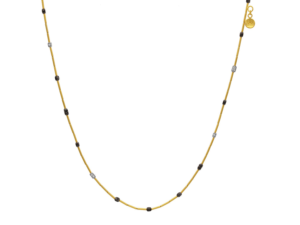 GURHAN, GURHAN Rain Gold Single Strand Necklace, Small Stations, with Diamond