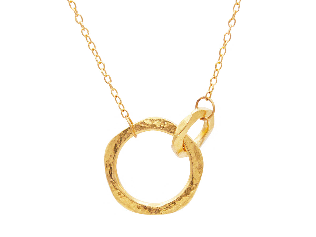 GURHAN, GURHAN Thor Gold Round Pendant Necklace, Double Interlock, No Stone
