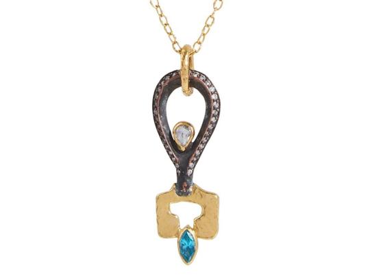 GURHAN, GURHAN Guardian Gold Pendant Necklace, Ingrid Key, with Diamond