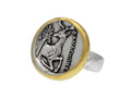 GURHAN, GURHAN Coin Sterling Silver Center Stone Ring, Stag Emblem, with No Stone & Gold Accents