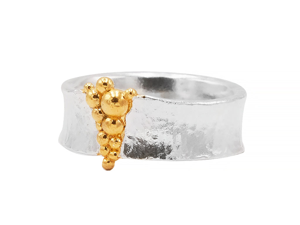 GURHAN, GURHAN Hourglass Sterling Silver Metal Feature Ring, Medium, with No Stone & Gold Accents