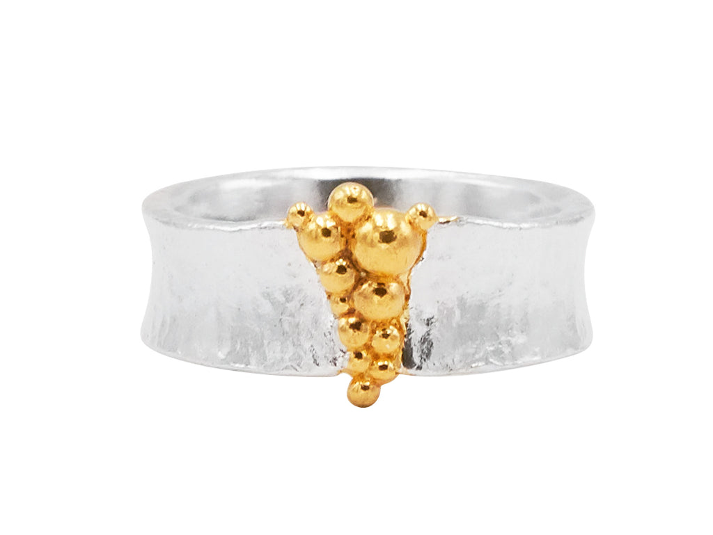 GURHAN, GURHAN Hourglass Sterling Silver Metal Feature Ring, Medium, with No Stone & Gold Accents