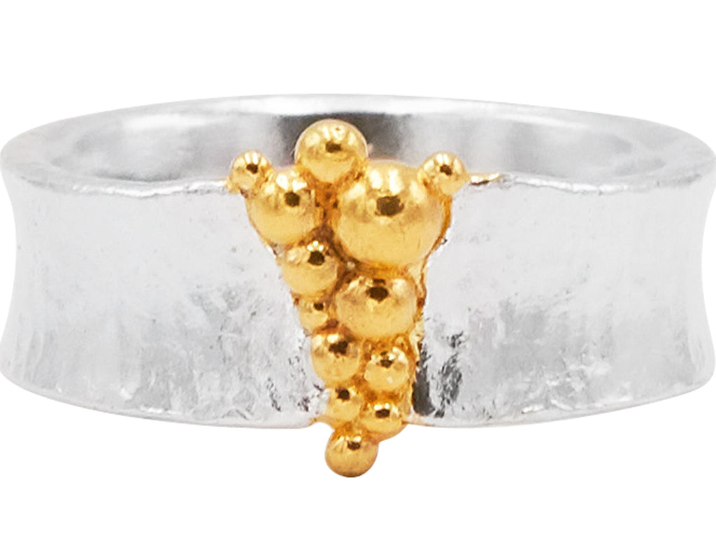 GURHAN, GURHAN Hourglass Sterling Silver Metal Feature Ring, Medium, with No Stone & Gold Accents