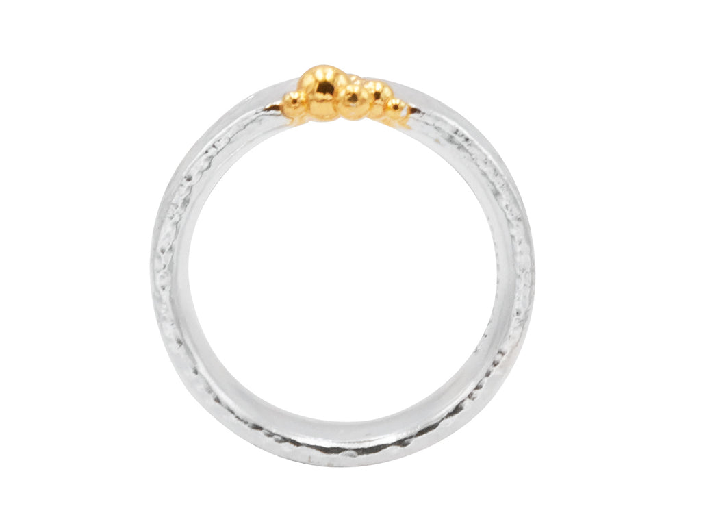 GURHAN, GURHAN Hourglass Sterling Silver Metal Feature Ring, Medium, with No Stone & Gold Accents