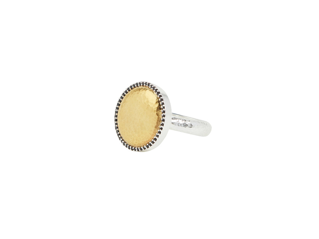 GURHAN, GURHAN Panther Sterling Silver Onyx Cocktail Ring, 19mm Round, Gold Accents