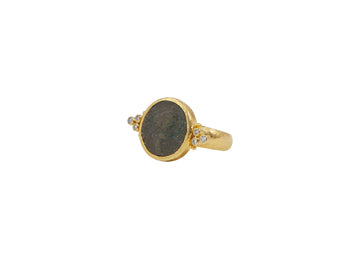 GURHAN, GURHAN Antiquities Gold Coin Cocktail Ring, Granulated, Diamond Accents