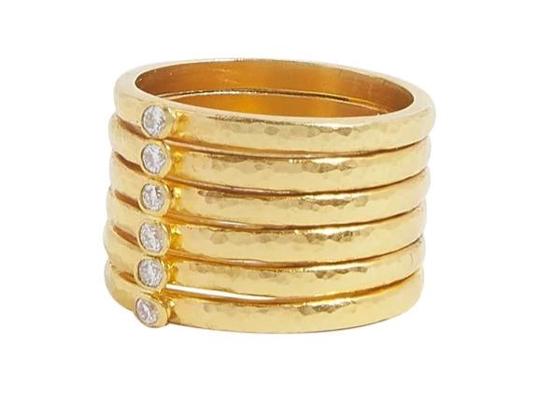 GURHAN, GURHAN Mango Gold Band Ring, Pre-Stacked Straight Diamond, with Diamond