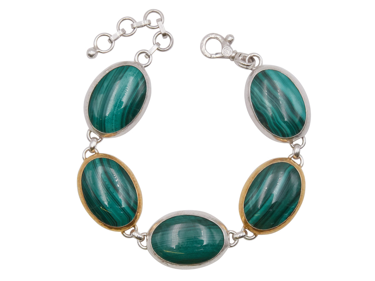 GURHAN, GURHAN Galapagos Sterling Silver All Around Bracelet, Malachite, Gold Accents