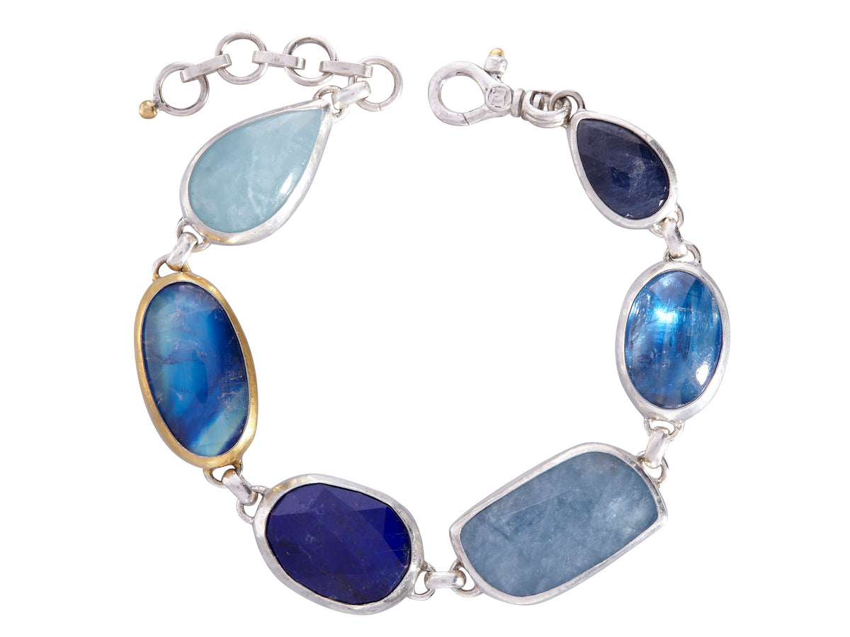 GURHAN, GURHAN Galapagos Sterling Silver All Around Bracelet, Mixed Stones, Gold Accents