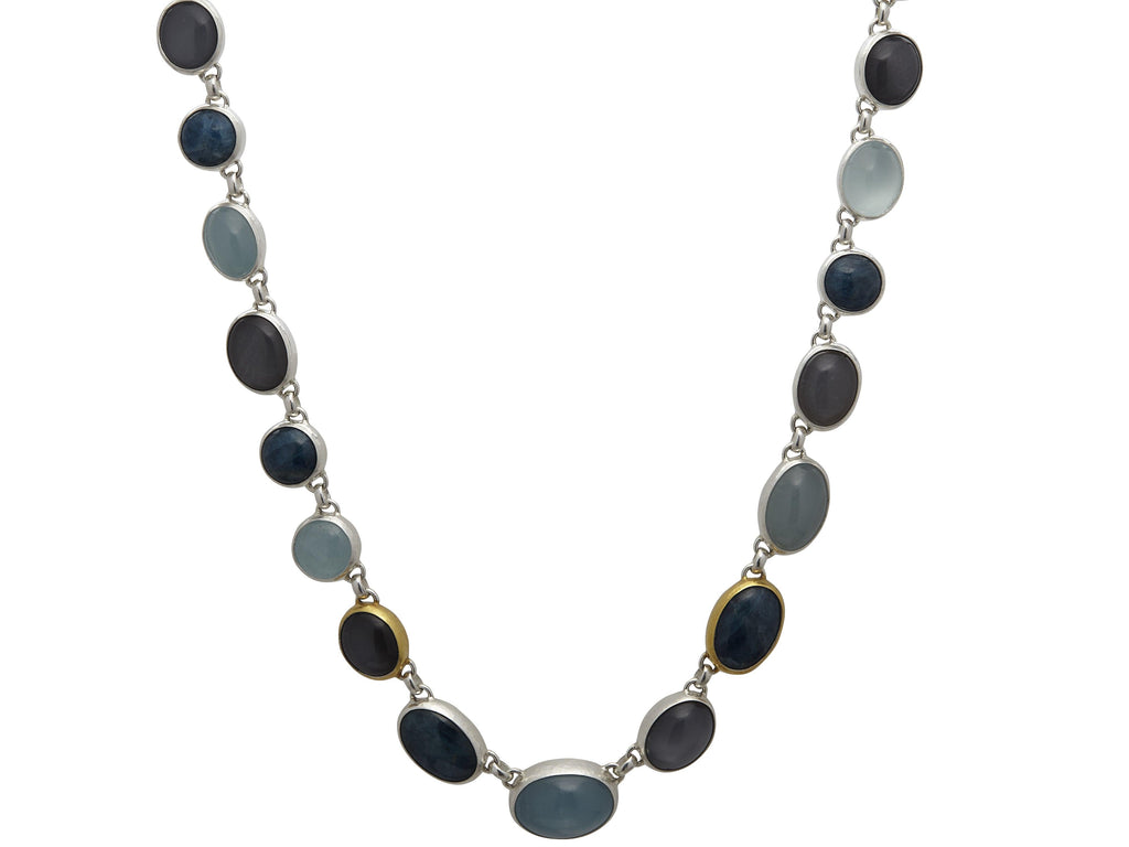GURHAN, GURHAN Galapagos Sterling Silver Multi-Stone All Around Short Necklace, Mixed Shapes, Gold Accents