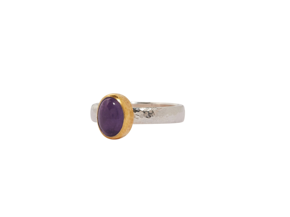 GURHAN, GURHAN Galapagos Sterling Silver Cocktail Ring, Amethyst, Gold Accents