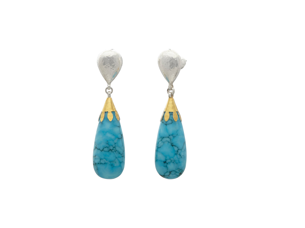 GURHAN, GURHAN Galapagos Sterling Silver Drop Earrings, Turquoise, Gold Accents