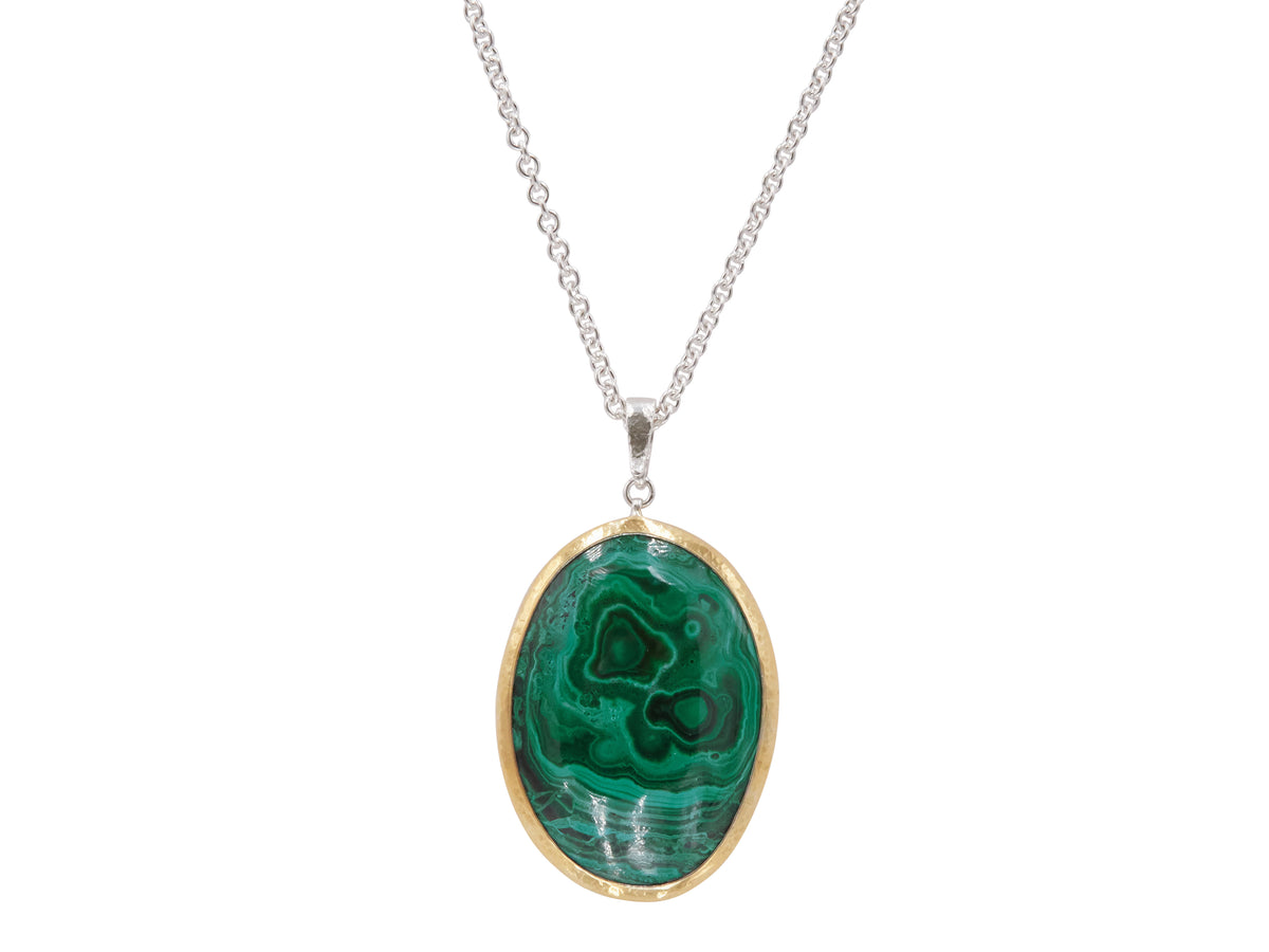 GURHAN, GURHAN Galapagos Sterling Silver Pendant Necklace, Malachite, Gold Accents