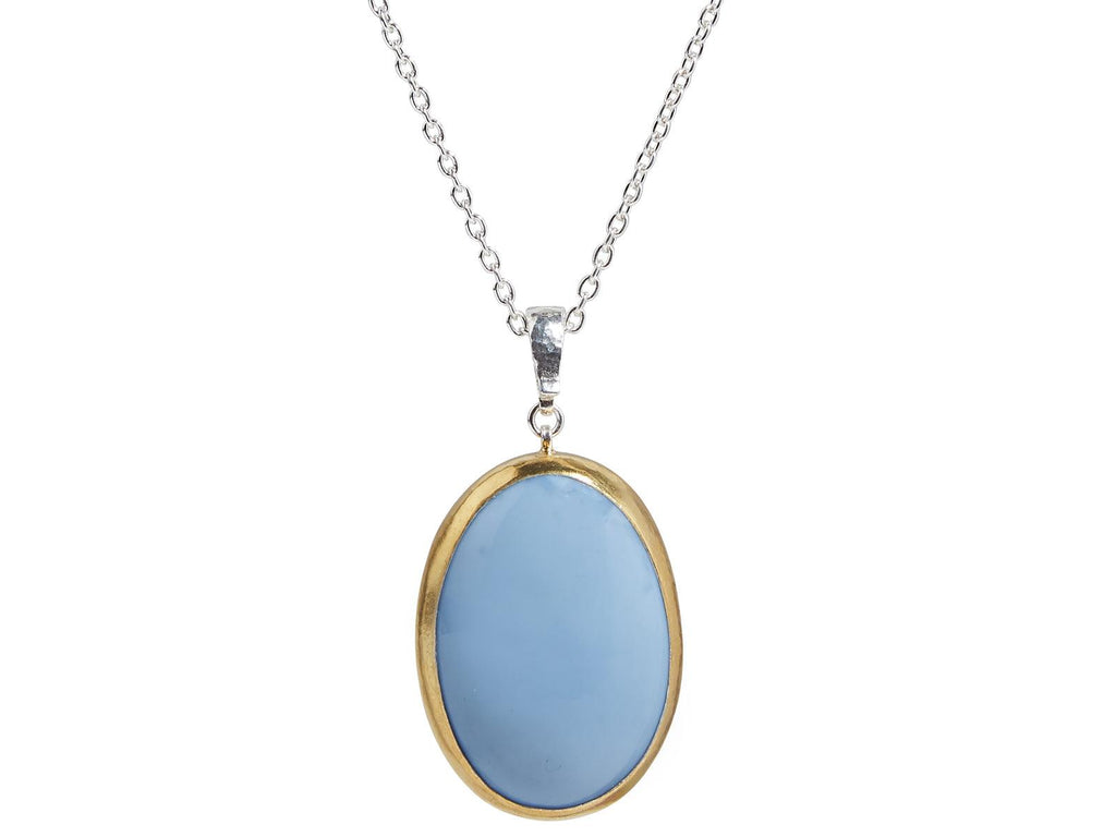 GURHAN, GURHAN Galapagos Sterling Silver Opal Pendant Necklace, 31x23mm Oval, Gold Accents