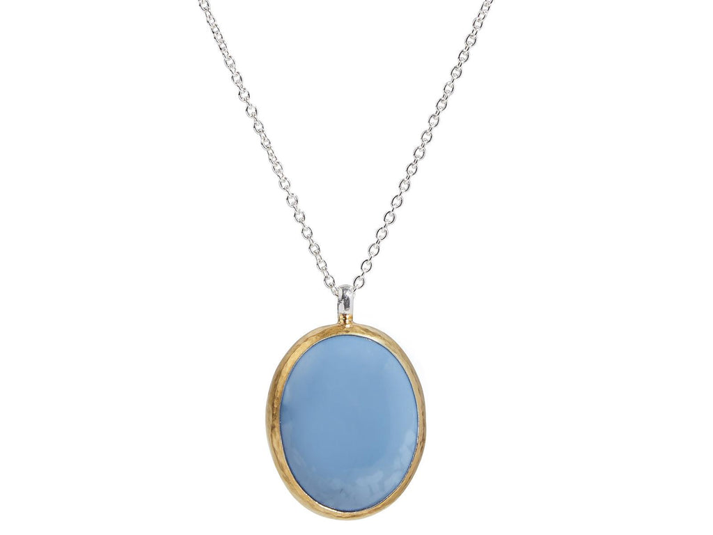 GURHAN, GURHAN Galapagos Sterling Silver Opal Pendant Necklace, 25x20mm Oval, Gold Accents