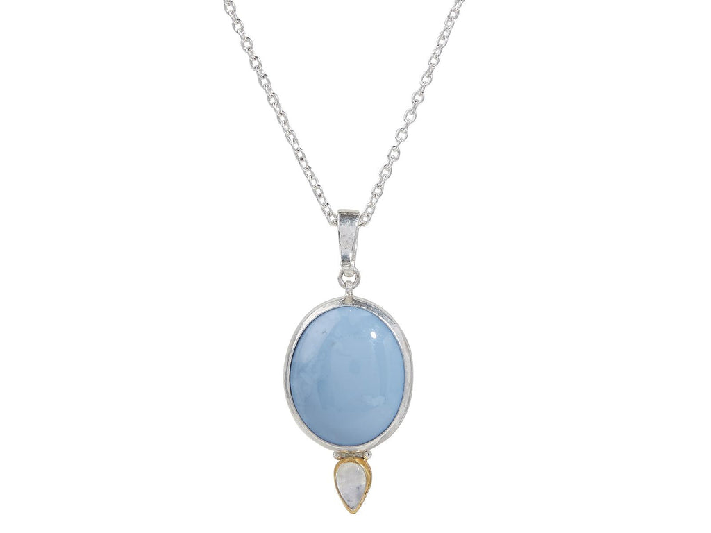 GURHAN, GURHAN Galapagos Sterling Silver Opal Pendant Necklace, 24x20mm Oval, Gold Accents