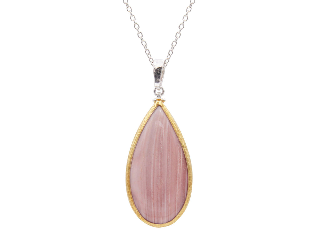 GURHAN, GURHAN Galapagos Sterling Silver Opal Pendant Necklace, 41x25mm Teardrop, Gold Accents