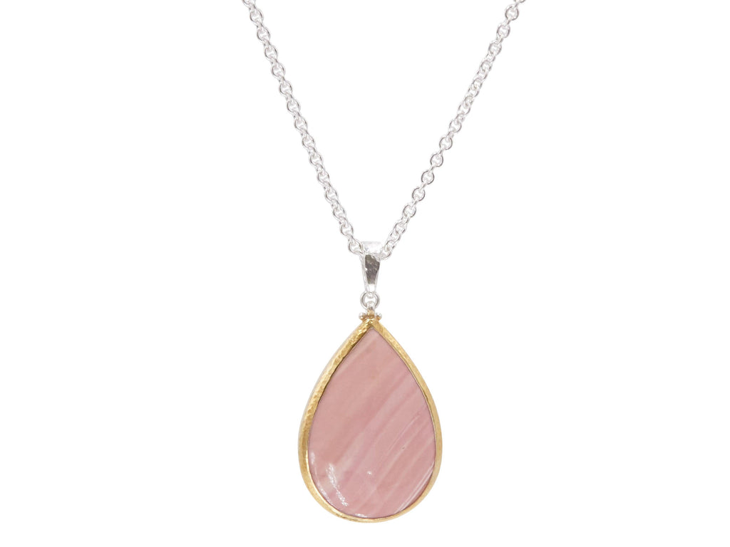GURHAN, GURHAN Galapagos Sterling Silver Opal Pendant Necklace, 35x26mm Teardrop, Gold Accents