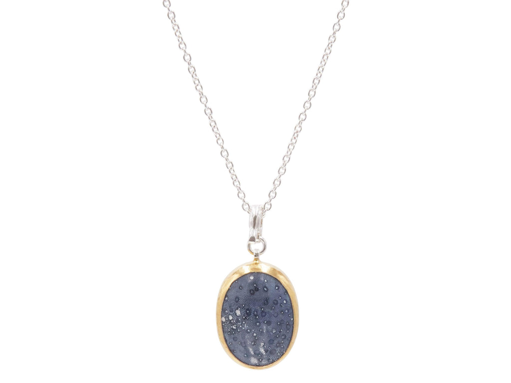 GURHAN, GURHAN Galapagos Sterling Silver Coral Pendant Necklace, 20x15mm Oval, Gold Accents